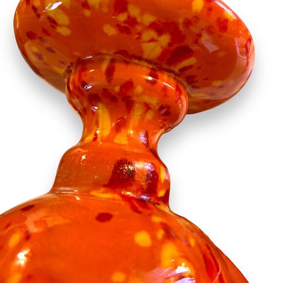 Vintage 70s Handmade Ceramic Psychedelic Orange Green Flecked Irish Coffee Mug - Picture 14 of 16